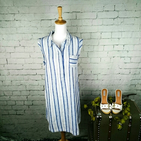 Vince Camuto Dresses & Skirts - NWT Vince Camuto Striped Sleeveless Shirt Dress